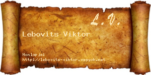 Lebovits Viktor névjegykártya